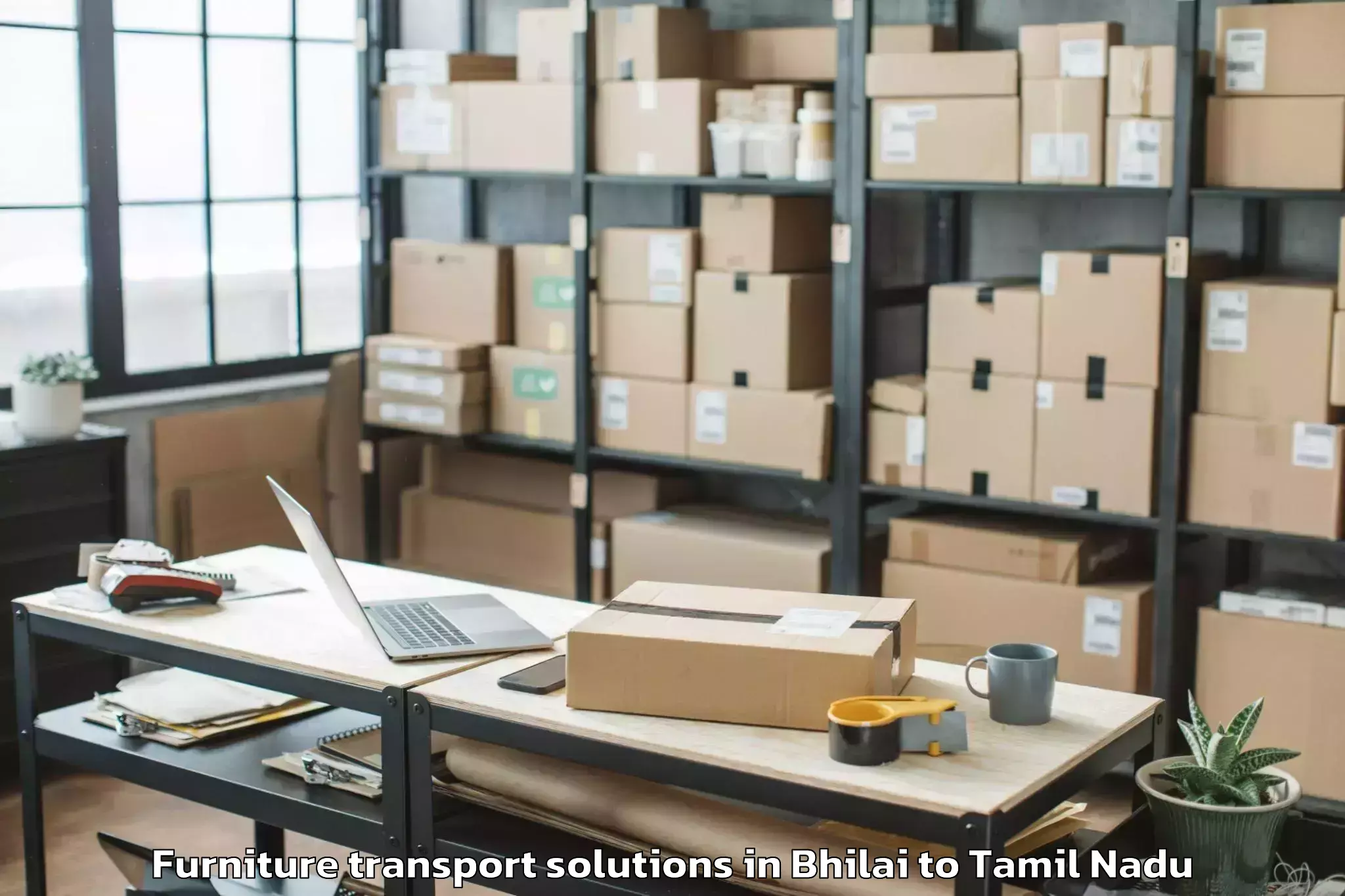 Reliable Bhilai to Ettayapuram Furniture Transport Solutions